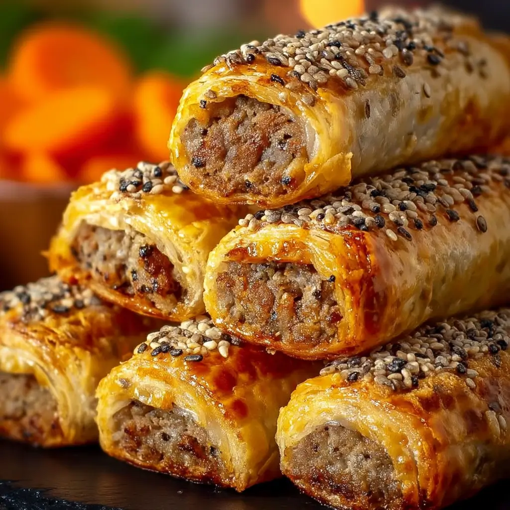 Cheesy Sausage Puff Pastry Rolls