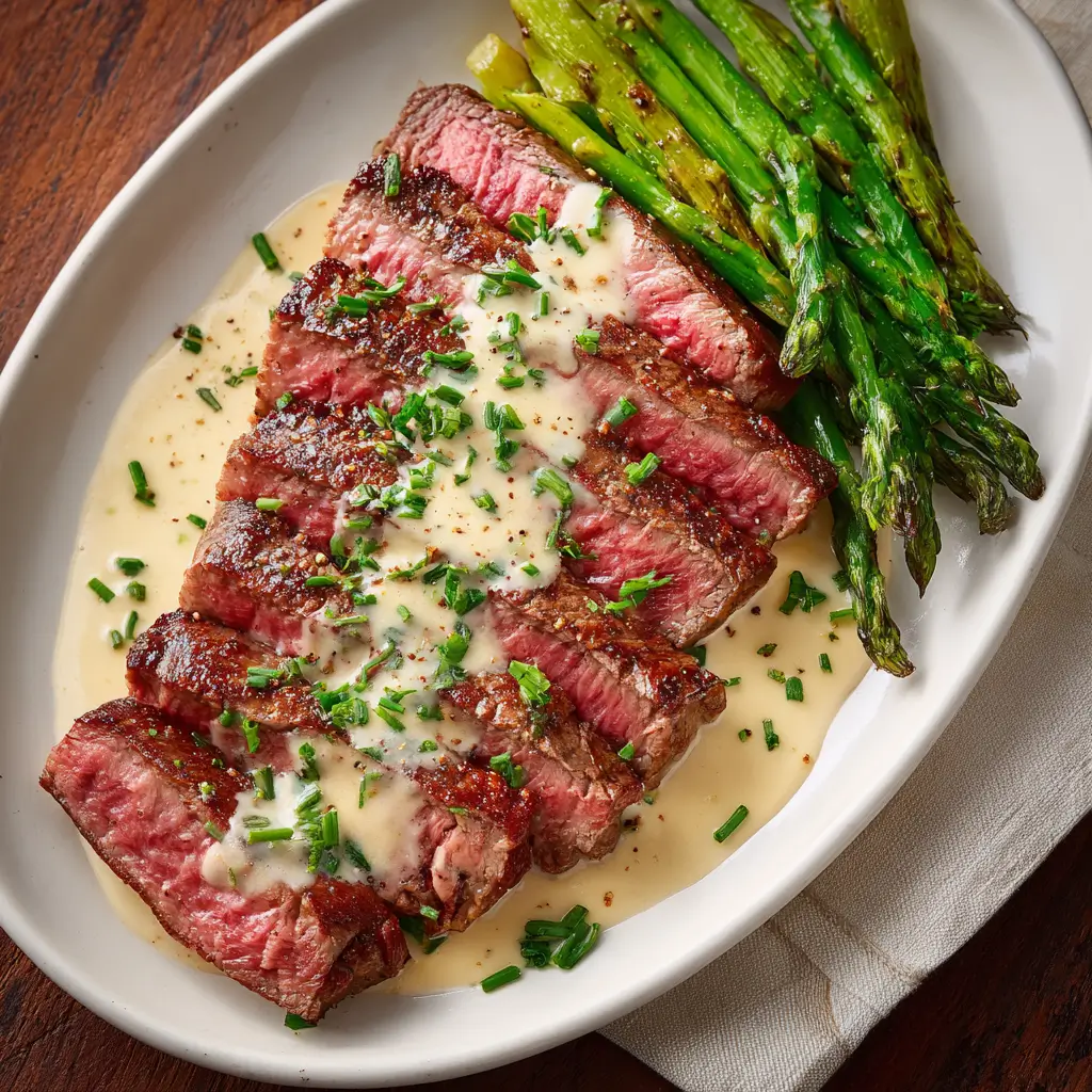 1 Juicy Steak with Creamy Garlic Sauce