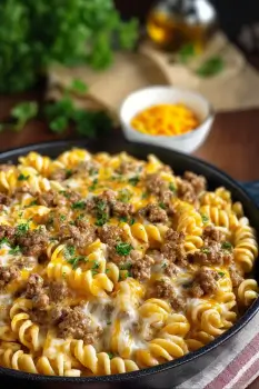 Cheeseburger Alfredo Pasta