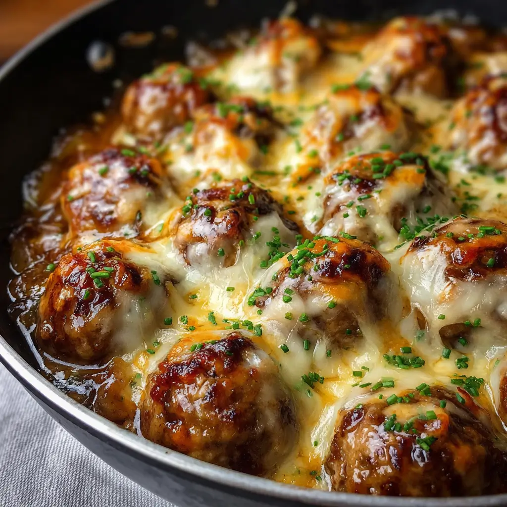 French onion meatballs
