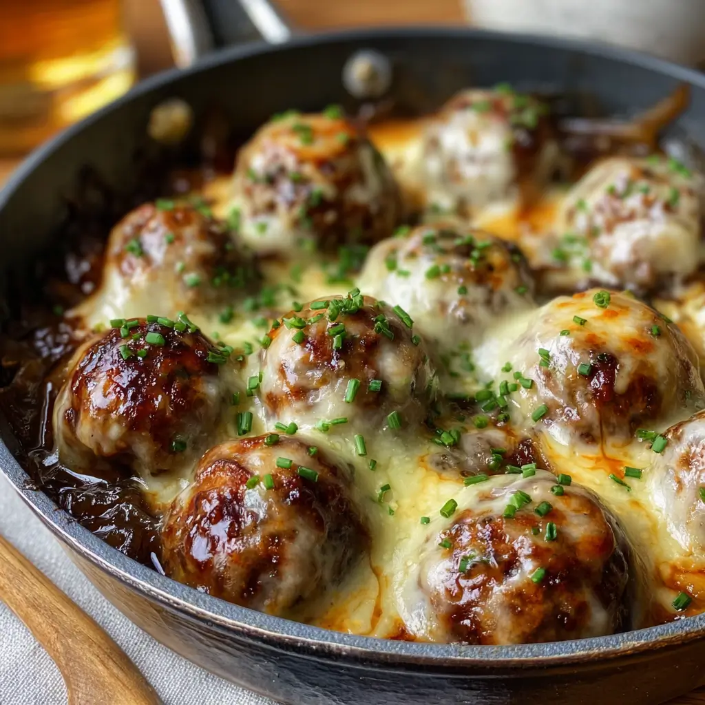 French onion meatballs
