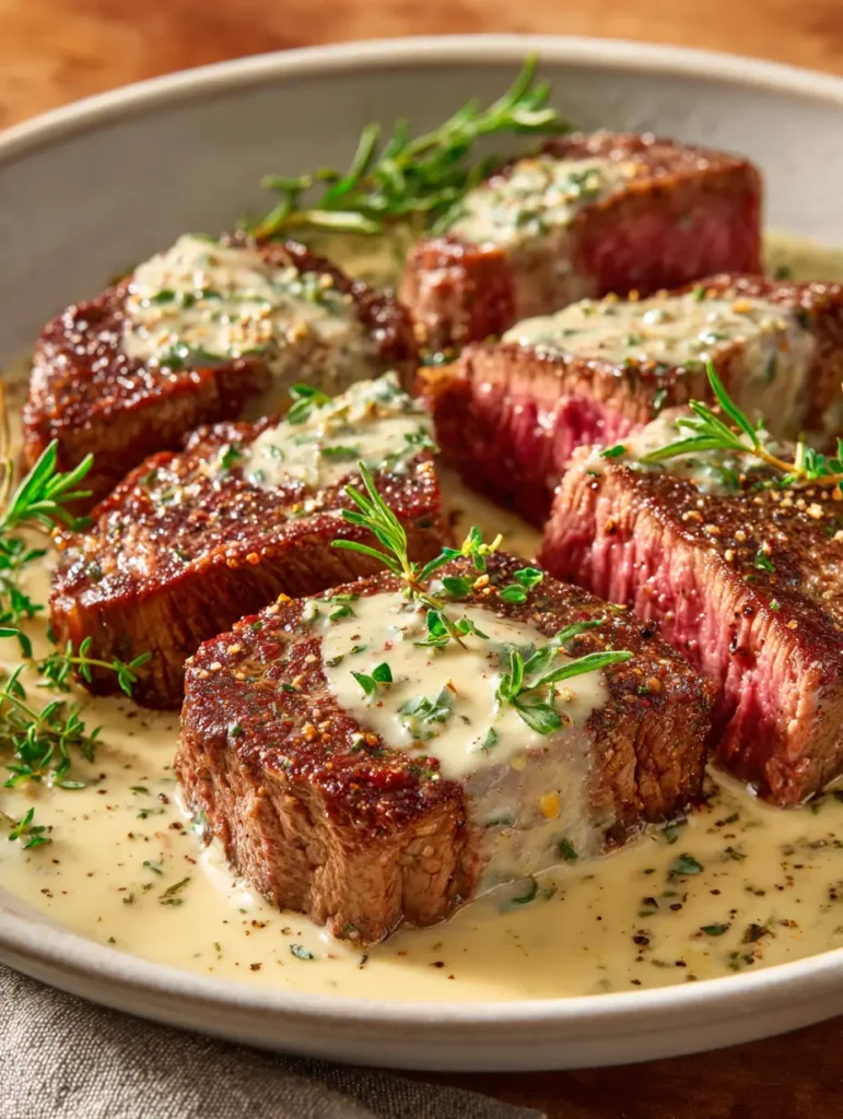 Juicy Steak with Creamy Garlic Sauce