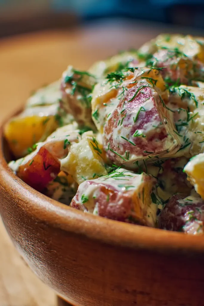 Smashed Potato Salad with Crispy Beef