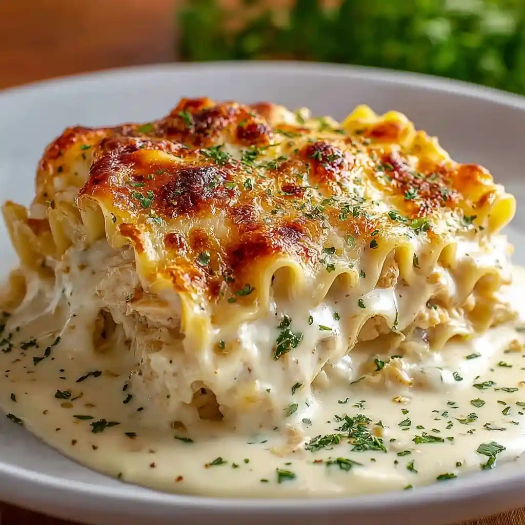 Cheesy Chicken Alfredo Lasagna Rolls