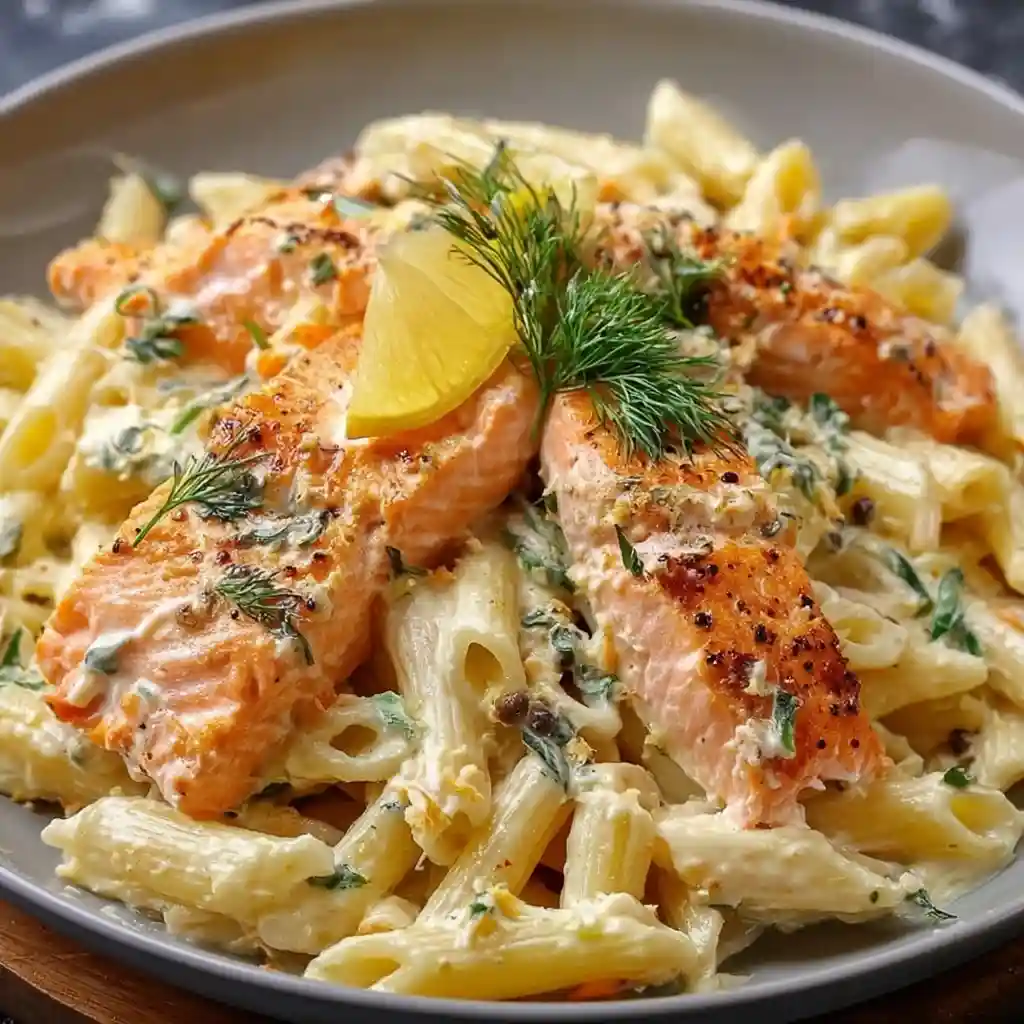 Lemon Dill Salmon Penne Pasta