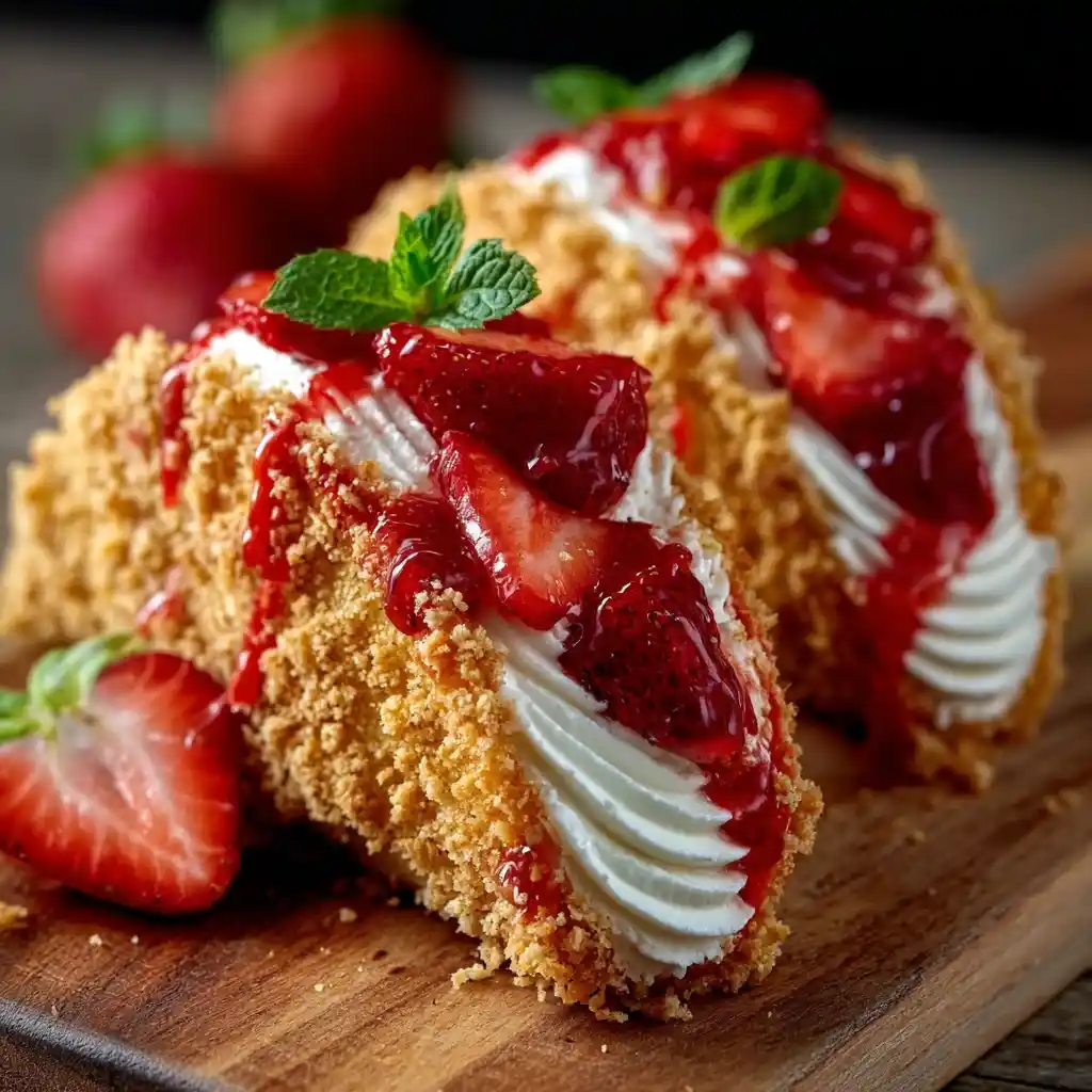 Strawberry Crunch Cheesecake Tacos