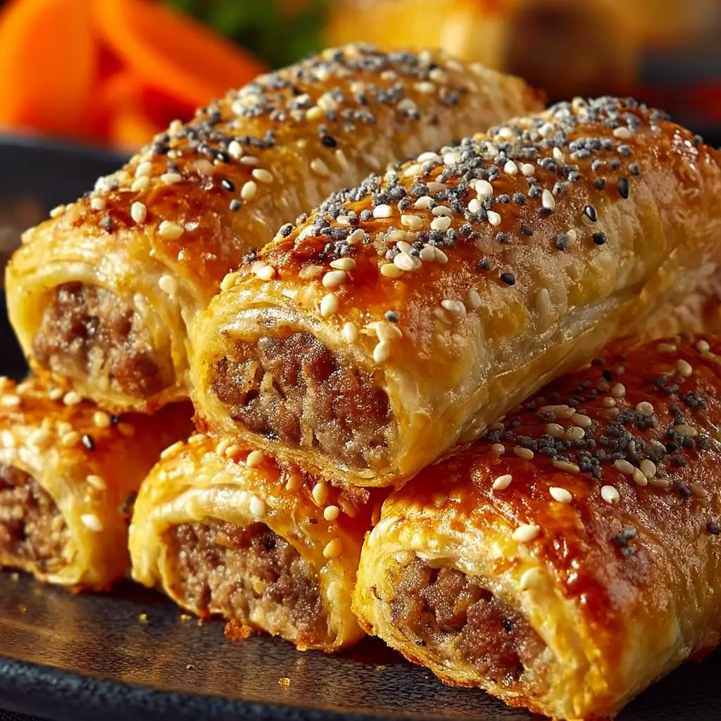 Cheesy Sausage Puff Pastry Rolls