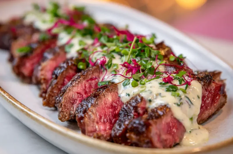 Juicy Steak with Creamy Garlic Sauce