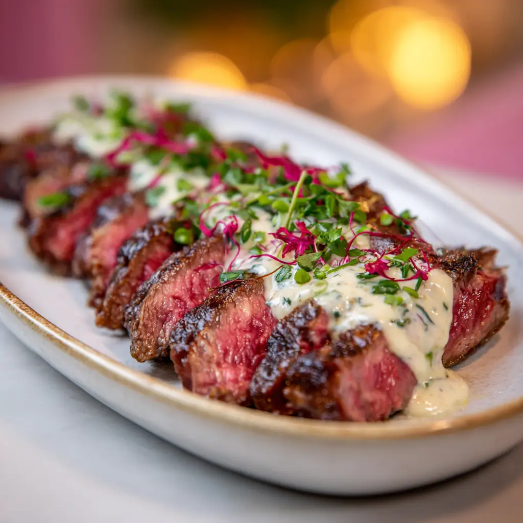 1 Juicy Steak with Creamy Garlic Sauce
