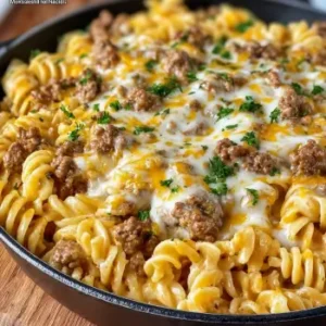 The Ultimate Loaded Cheeseburger Alfredo Pasta Recipe