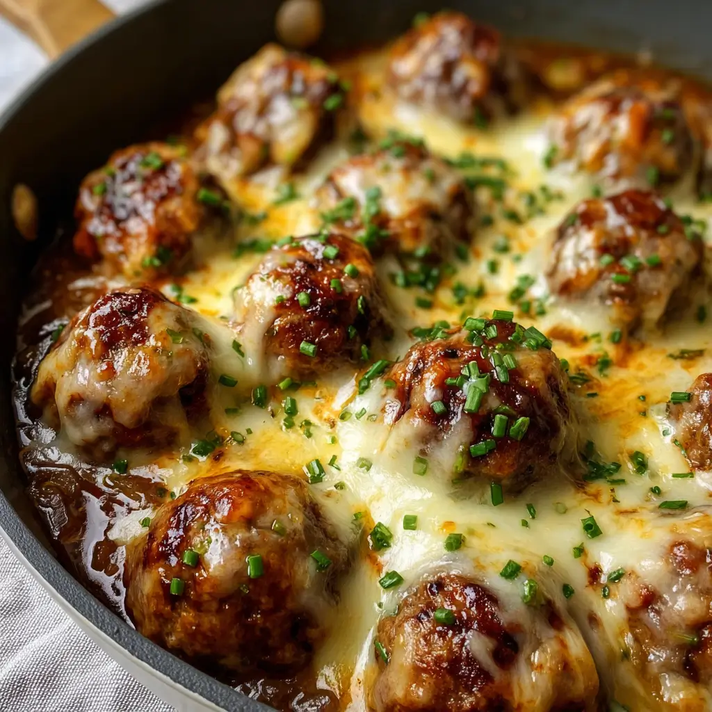French onion meatballs