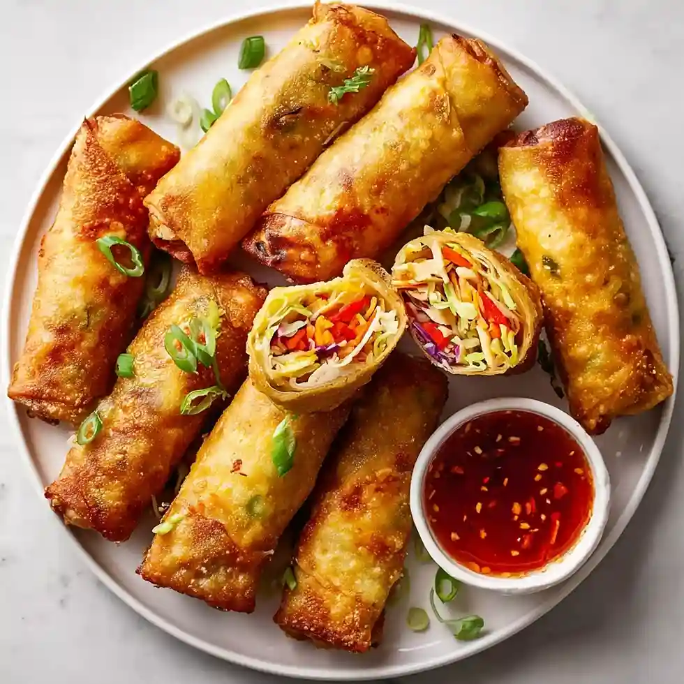 Crispy Air Fryer Chinese Chicken Spring Rolls