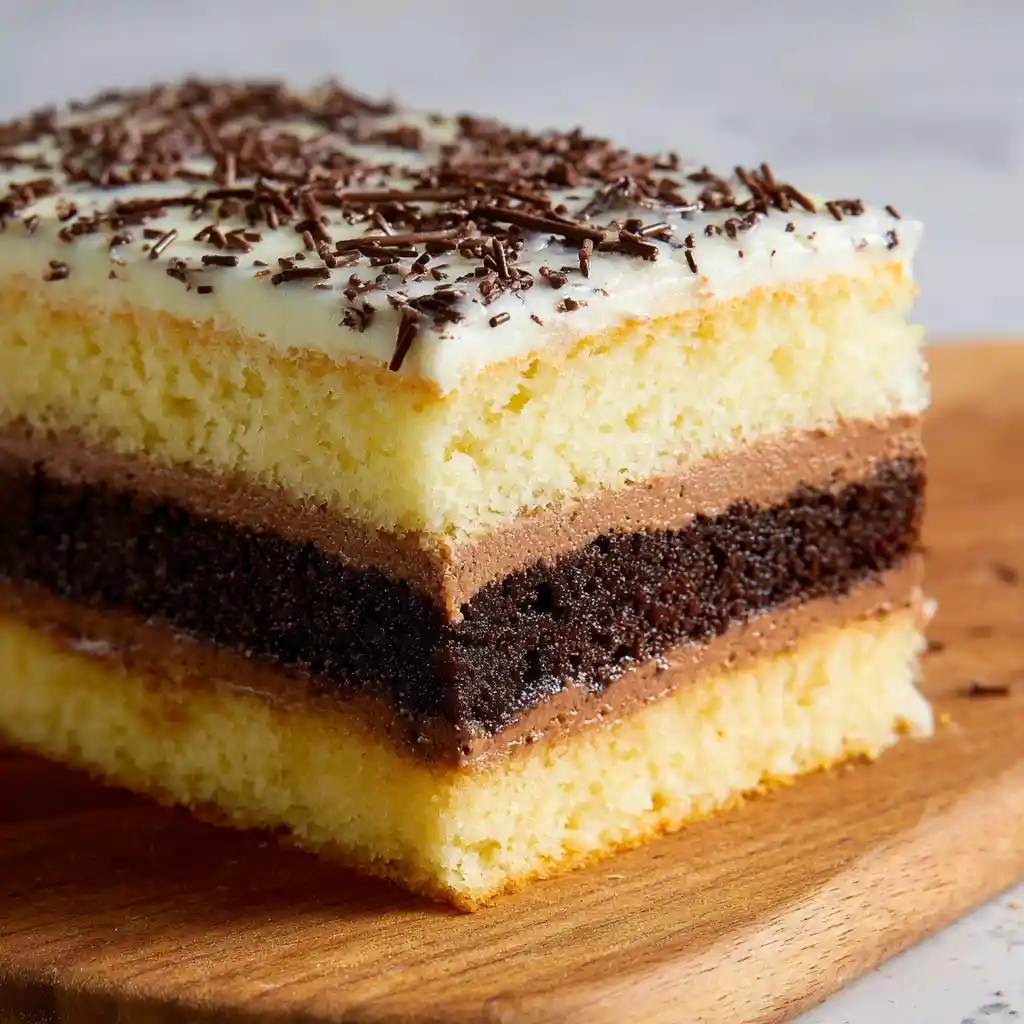 French layered vanilla and chocolate sponge cake