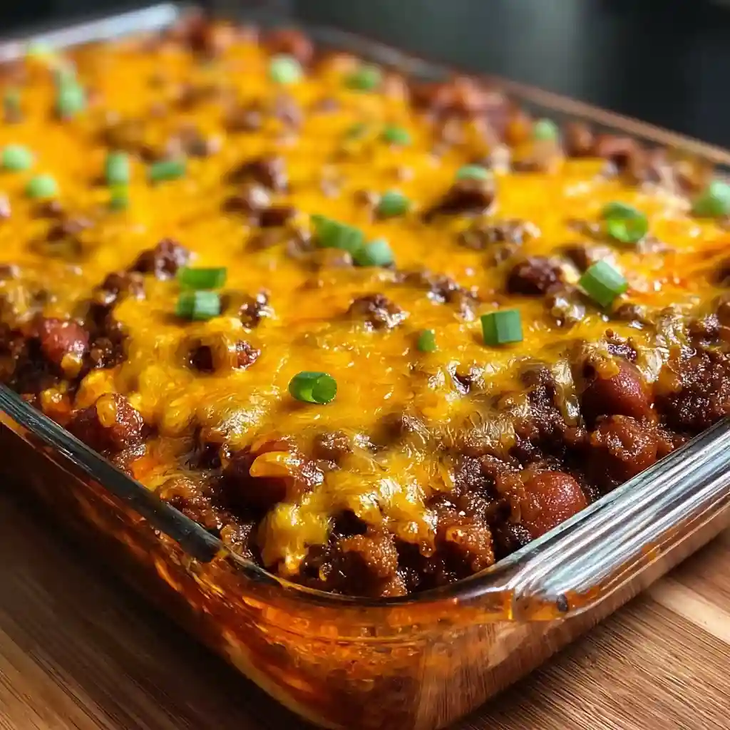 Fully Loaded Classic Chili Cheese Dog Casserole