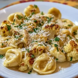 Garlic Parmesan Tortellini with Roasted Cauliflower