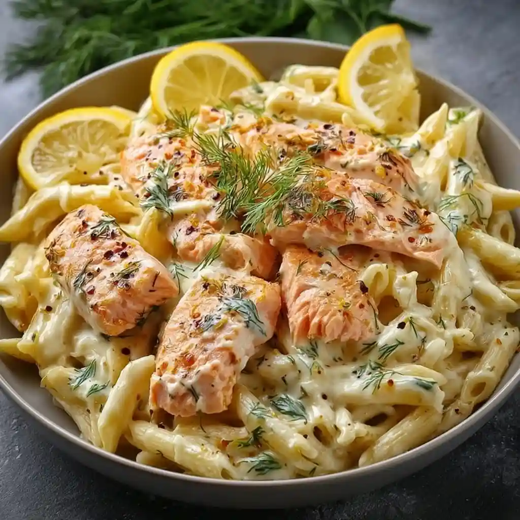 Lemon Dill Salmon Penne Pasta