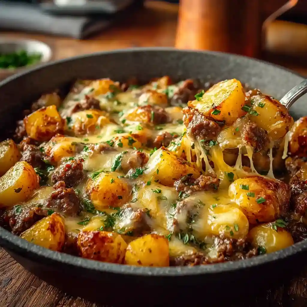 One-Pan Creamy Meat & Potato Skillet