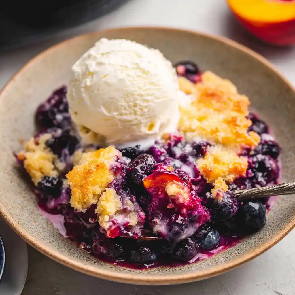 Rustic Blueberry Peach Cobbler