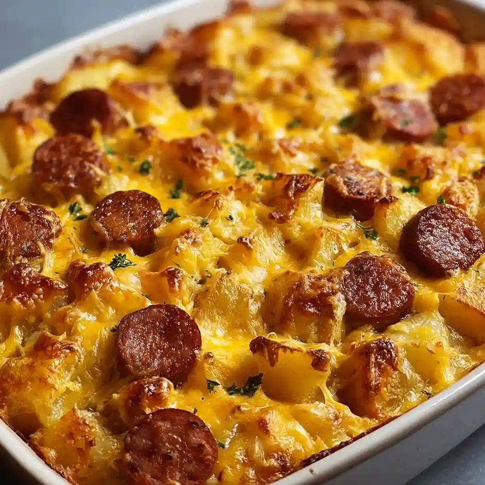 Cheesy Potato and Smoked Sausage Casseroles