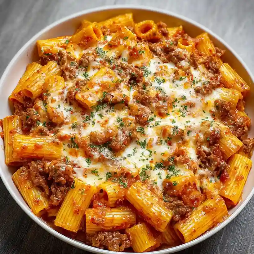 Beef Rigatoni Cheese Bake