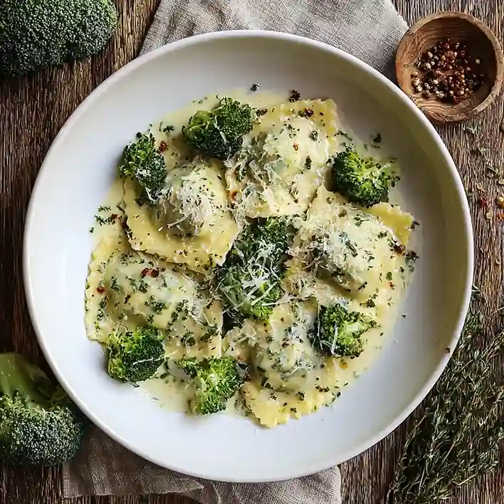 Broccoli Alfredo Ravioli