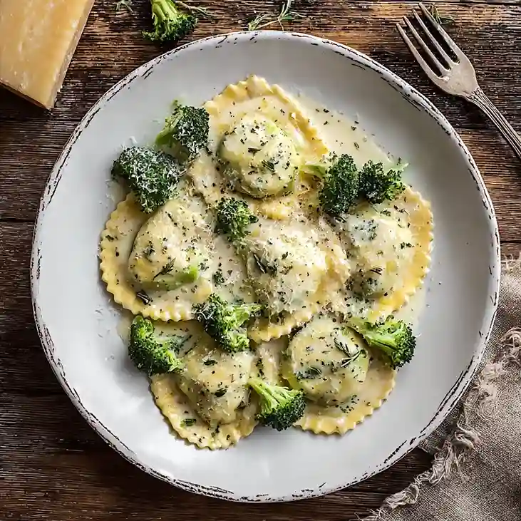 Broccoli Alfredo Ravioli
