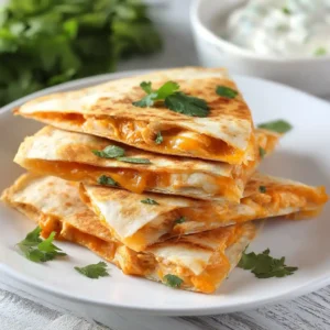 Spicy Buffalo Chicken Quesadillas with Crispy Tortillas and Melted Cheese