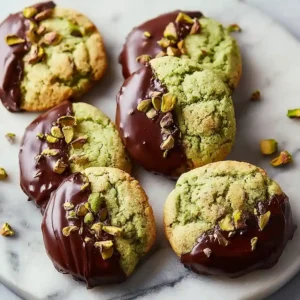 Delicious Chocolate Dipped Pistachio Cookies