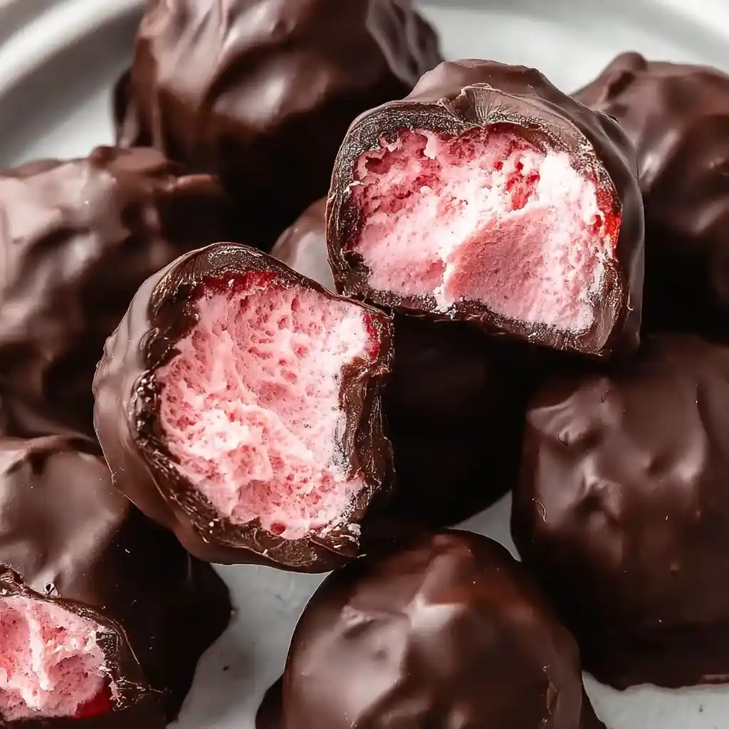 Chocolate Strawberry Frozen Yogurt Bites