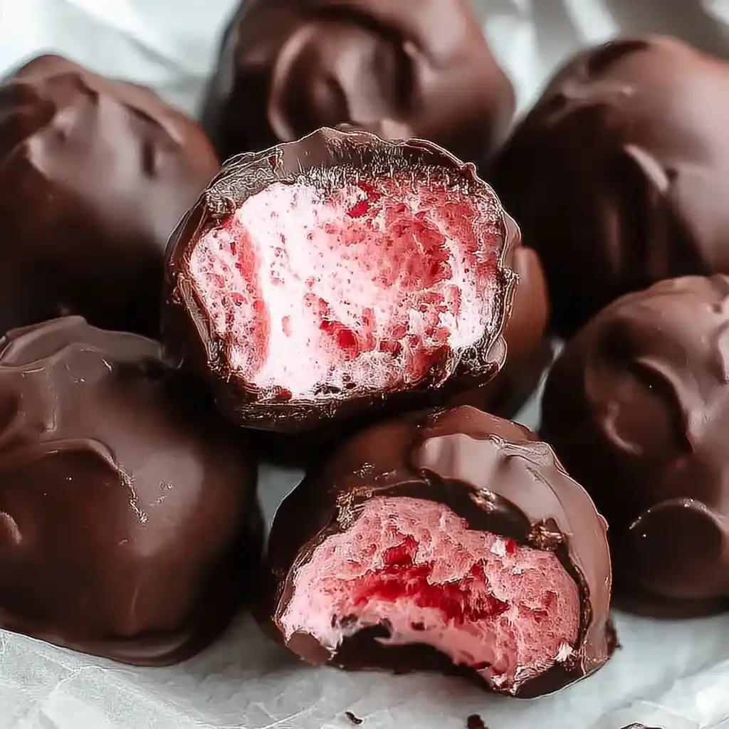 Chocolate Strawberry Frozen Yogurt Bites