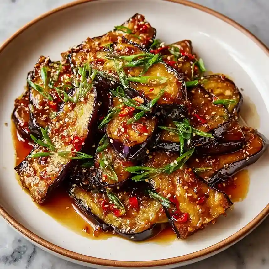 Crispy Eggplant Tossed in Garlic Soy Glaze