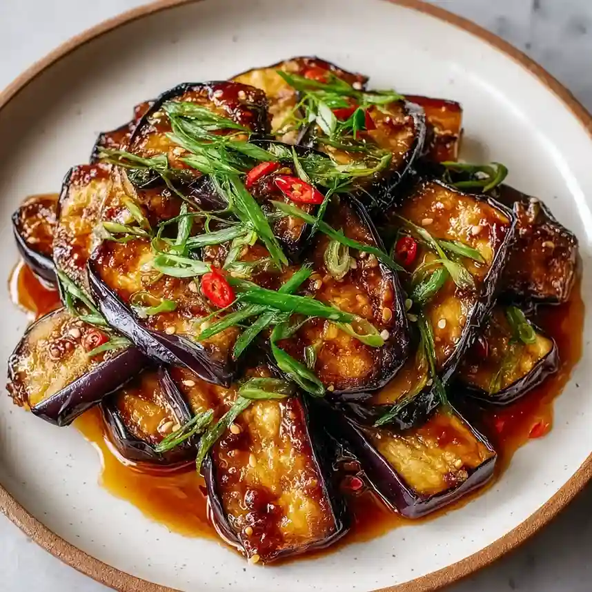 Crispy Eggplant Tossed in Garlic Soy Glaze