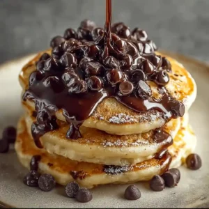Delicious Fluffy Chocolate Chip Pancakes Loaded with Melty Chips