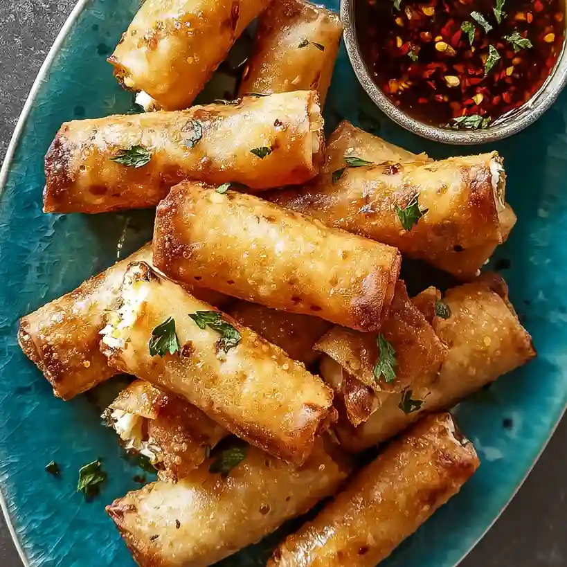 Fried Feta Rolls with Chili Honey