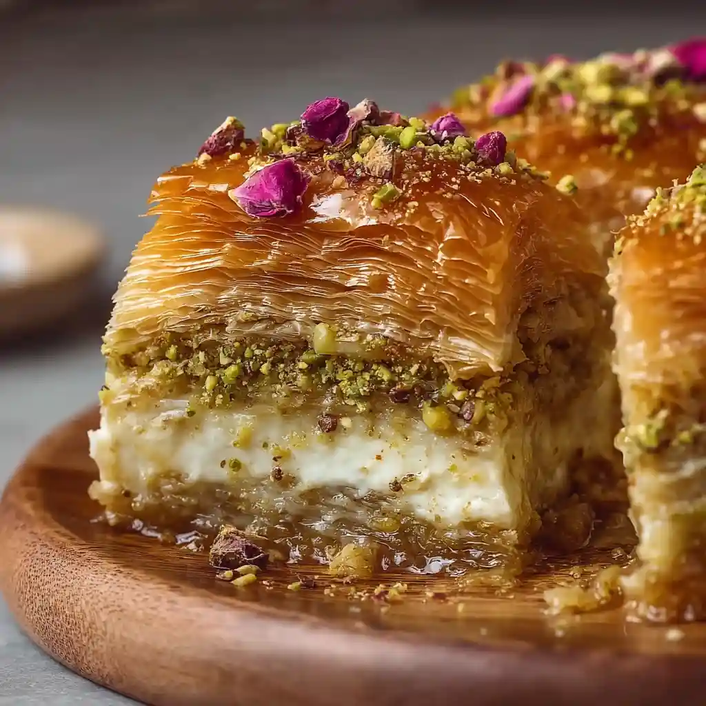 Honey Pistachio Baklava Cheesecake