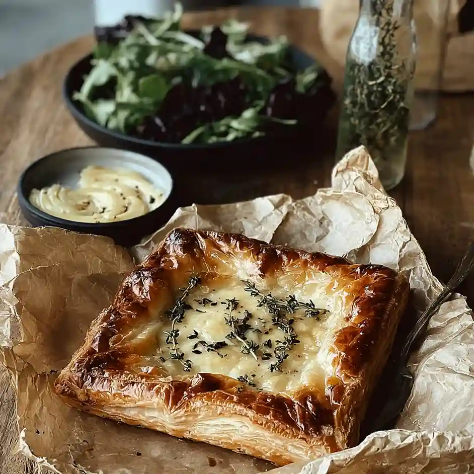 Honey Thyme Gruyère Baked in Puff Pastry