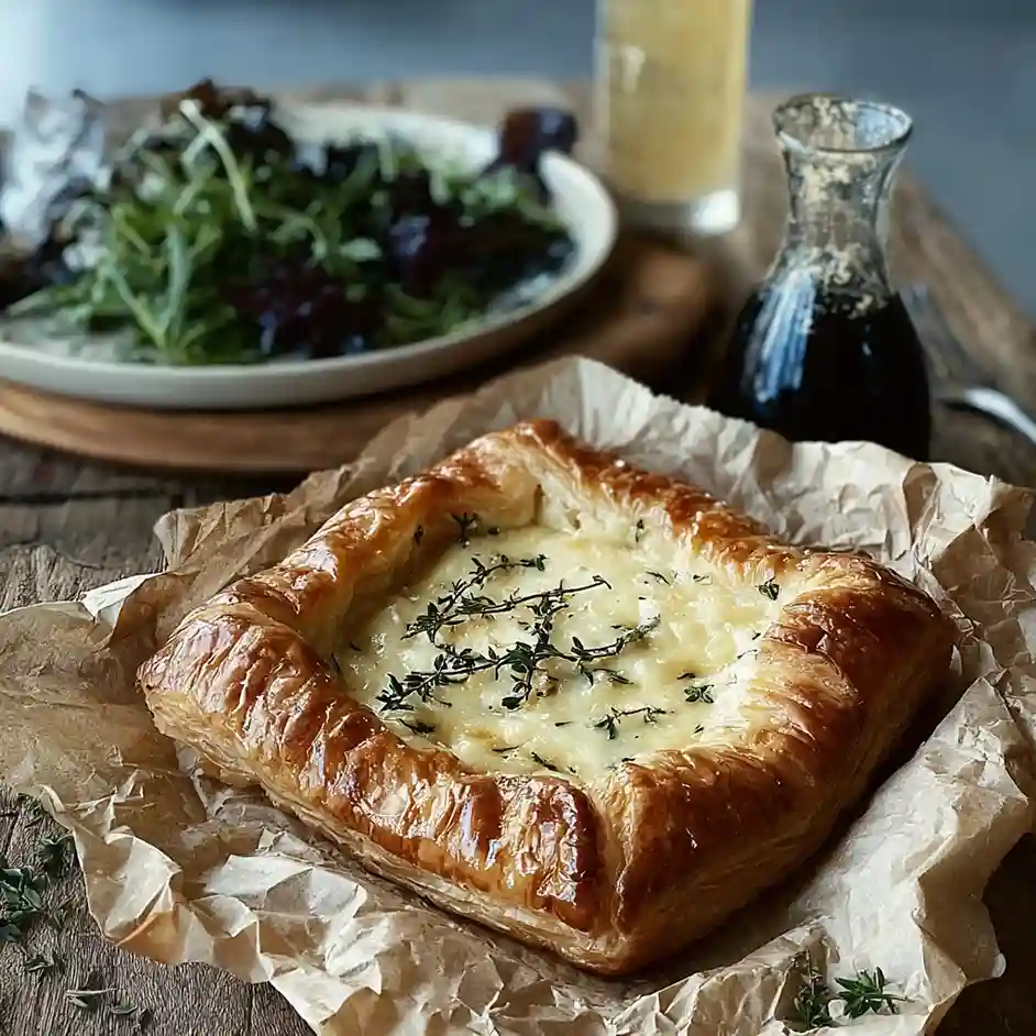 Honey Thyme Gruyère Baked in Puff Pastry
