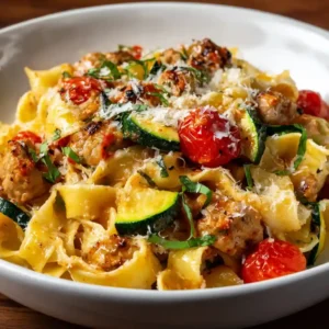 Italian Chicken Sausage Pasta with Zucchini, Tomatoes & Parmesan – Fresh & Flavorful!