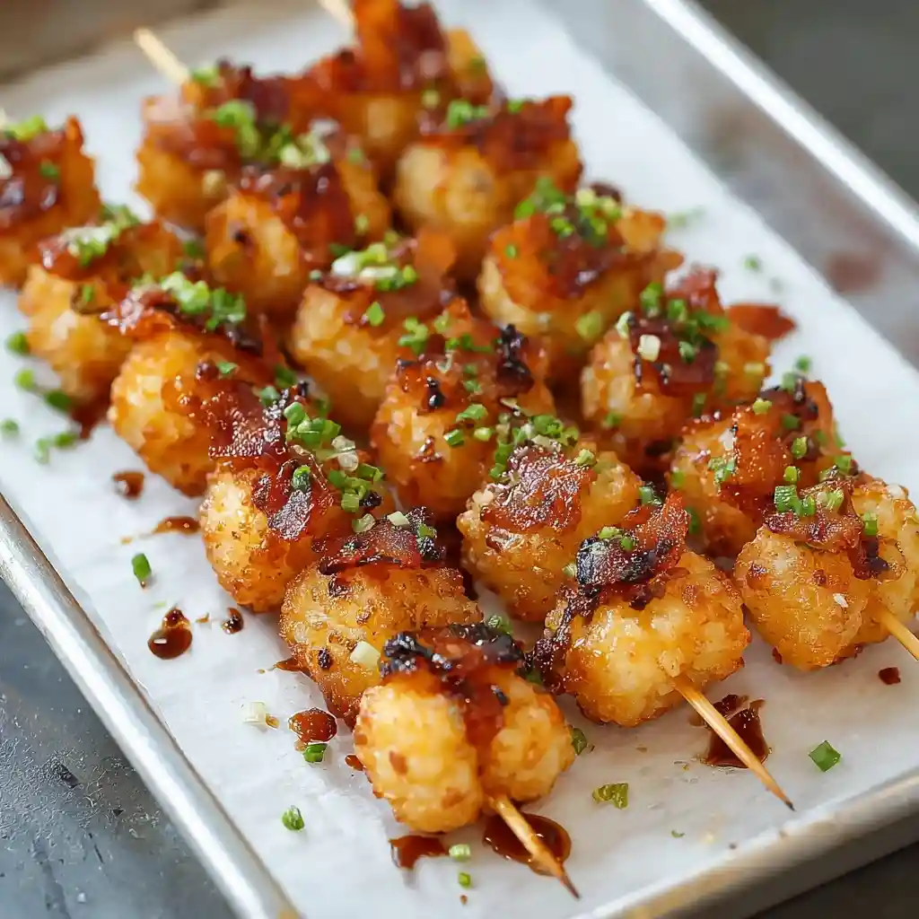 Loaded Tater Tot Skewers