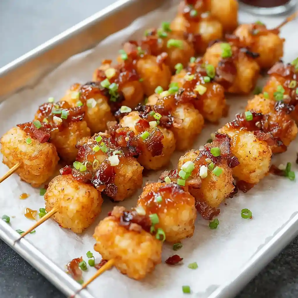 Loaded Tater Tot Skewers