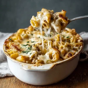 One Pot Creamy French Onion Pasta Bake for Cozy Nights