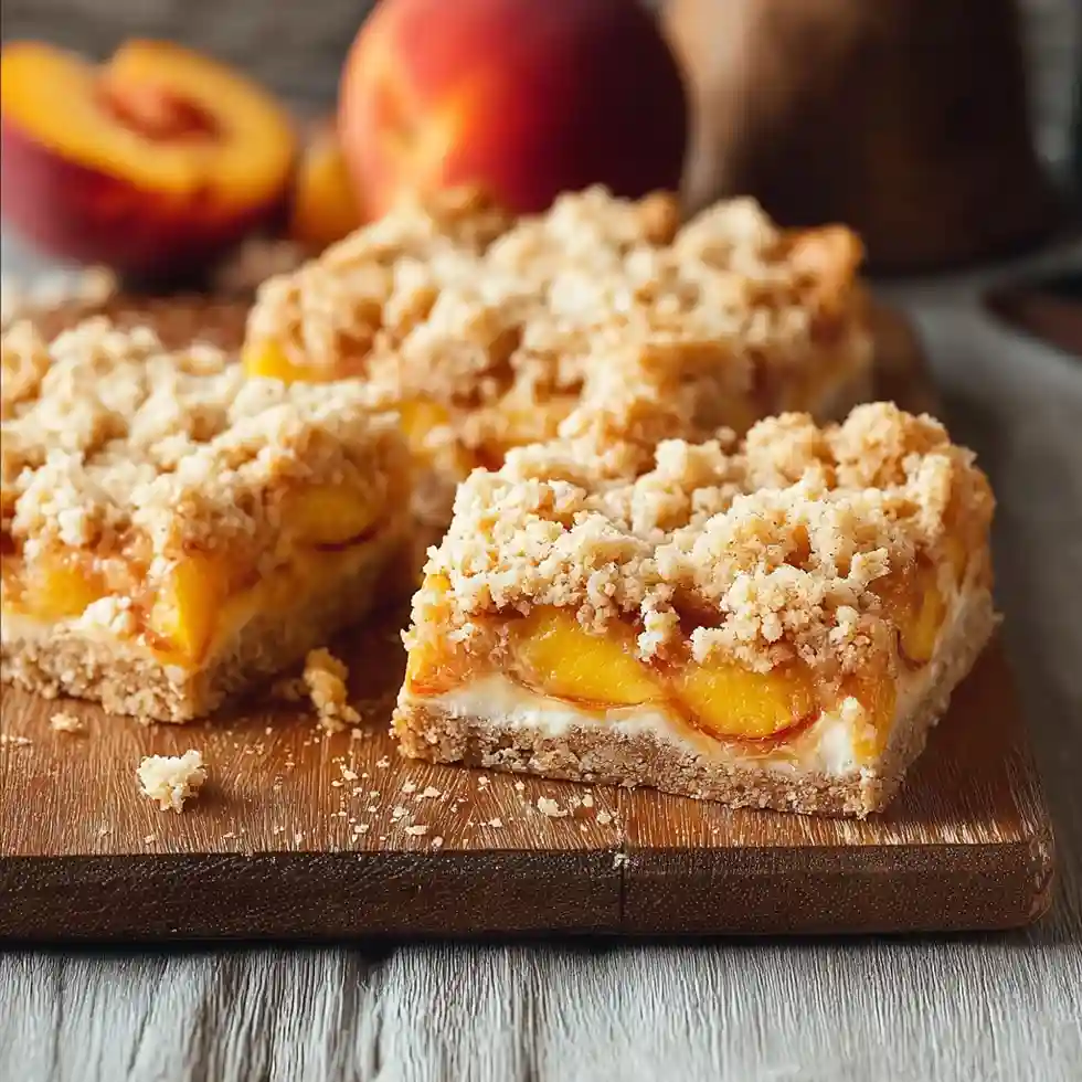 Indulgent Peaches and Cream Crumble Bars