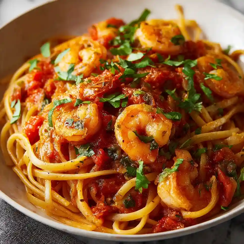 Spicy Shrimp Fra Diavolo with Linguine