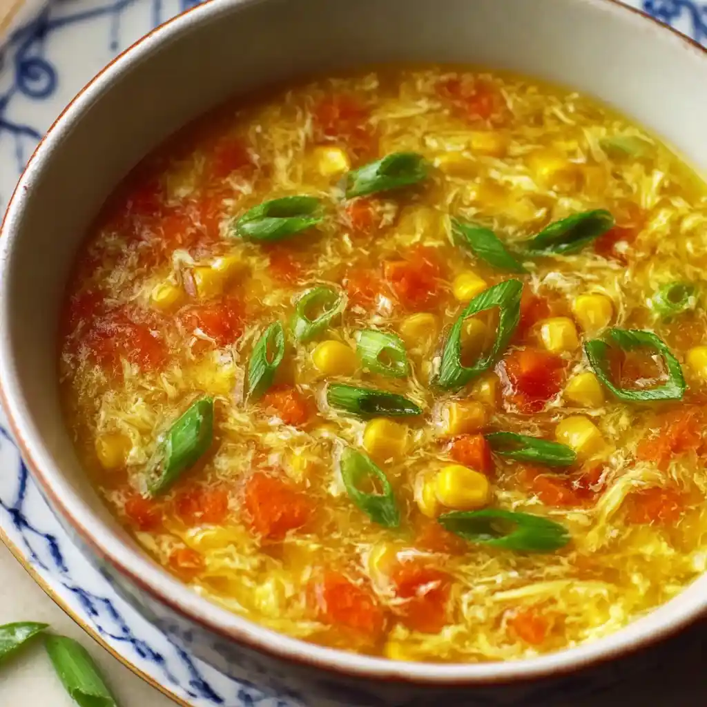 Thick Egg Drop Soup with Corn and Carrots