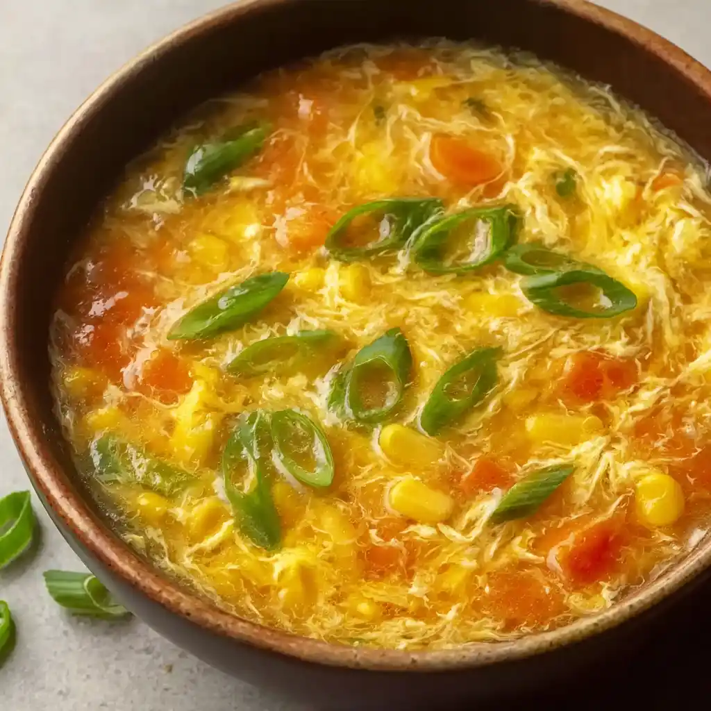 Thick Egg Drop Soup with Corn and Carrots