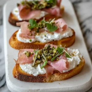 Whipped Ricotta Crostini with Mortadella: A Gourmet Delight