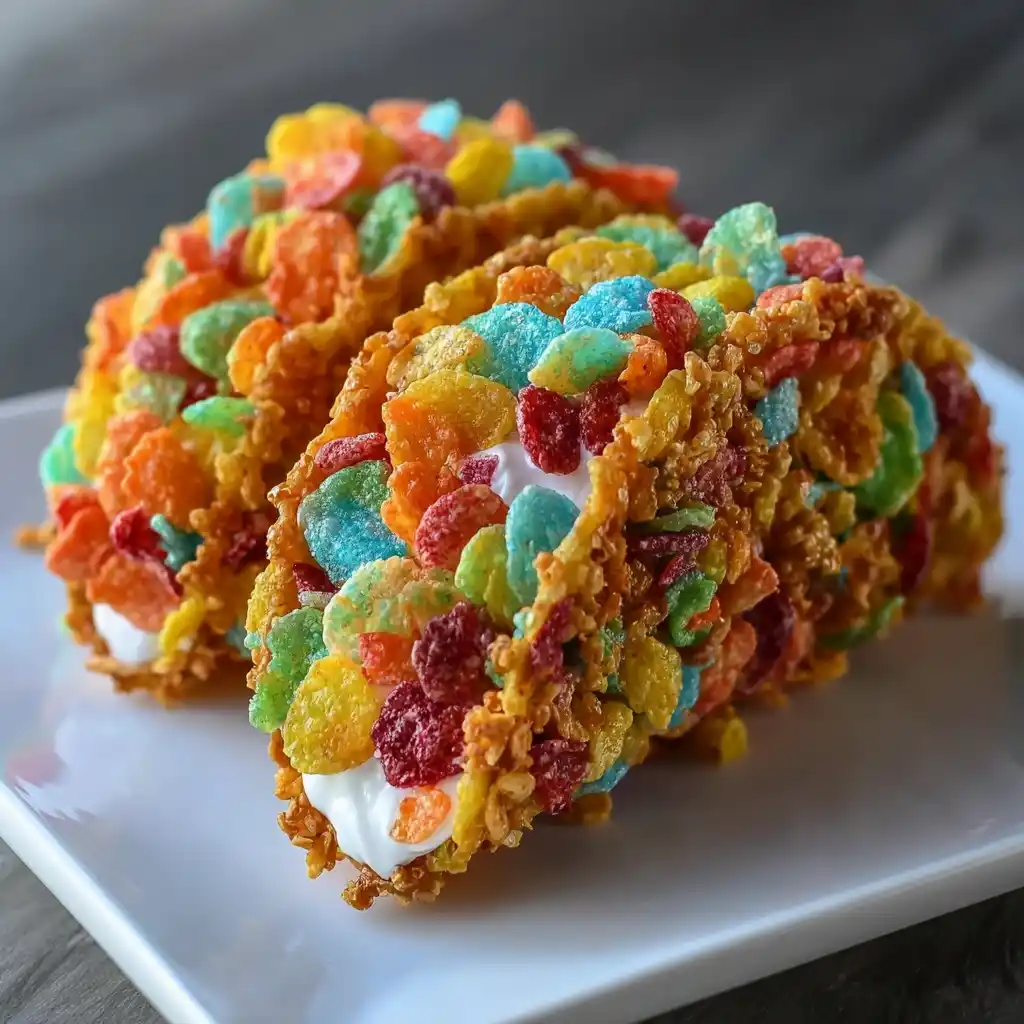 Fruity Pebbles Cheesecake Tacos