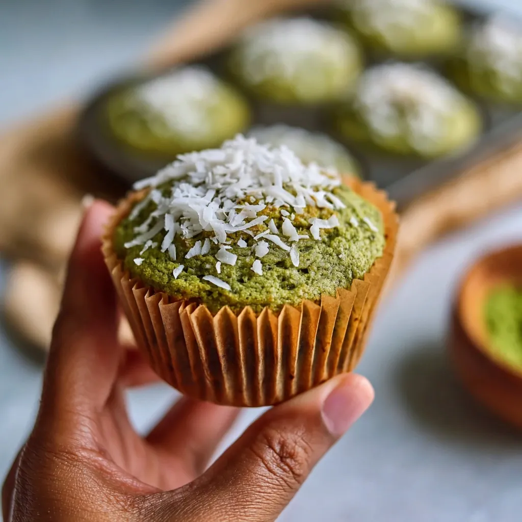 Healthy Matcha Muffins with Banana and Coconut