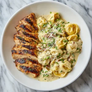 Asiago Tortellini Alfredo with Grilled Chicken Recipe