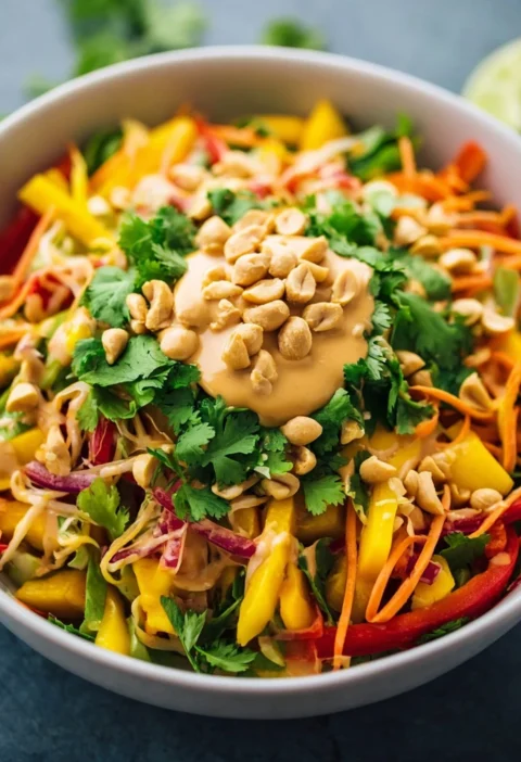 Authentic Thai Mango Salad Recipe Best Thai Mango Salad Peanut Dressing How To Make Thai Mango Salad Thai Mango Salad With...